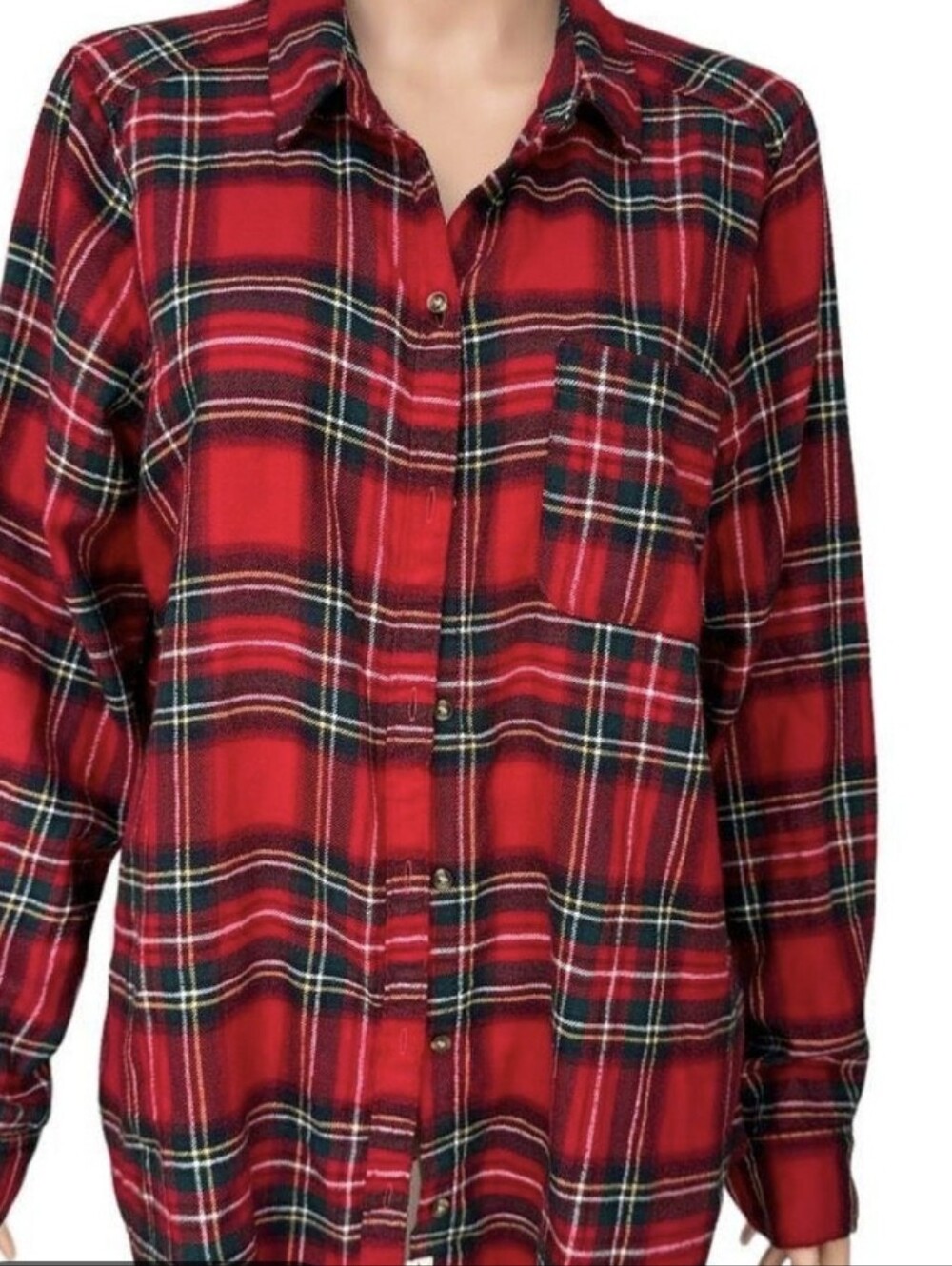 Hollister Gingham plaid boyfriend fit red size large button up flannel